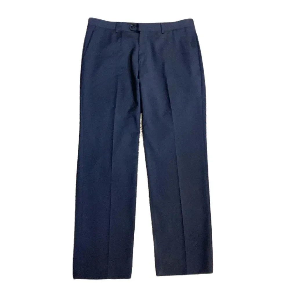 John Varvatos Men's Navy Blue Wool Star USA Flat Front Dress Pants Size 34 X 30